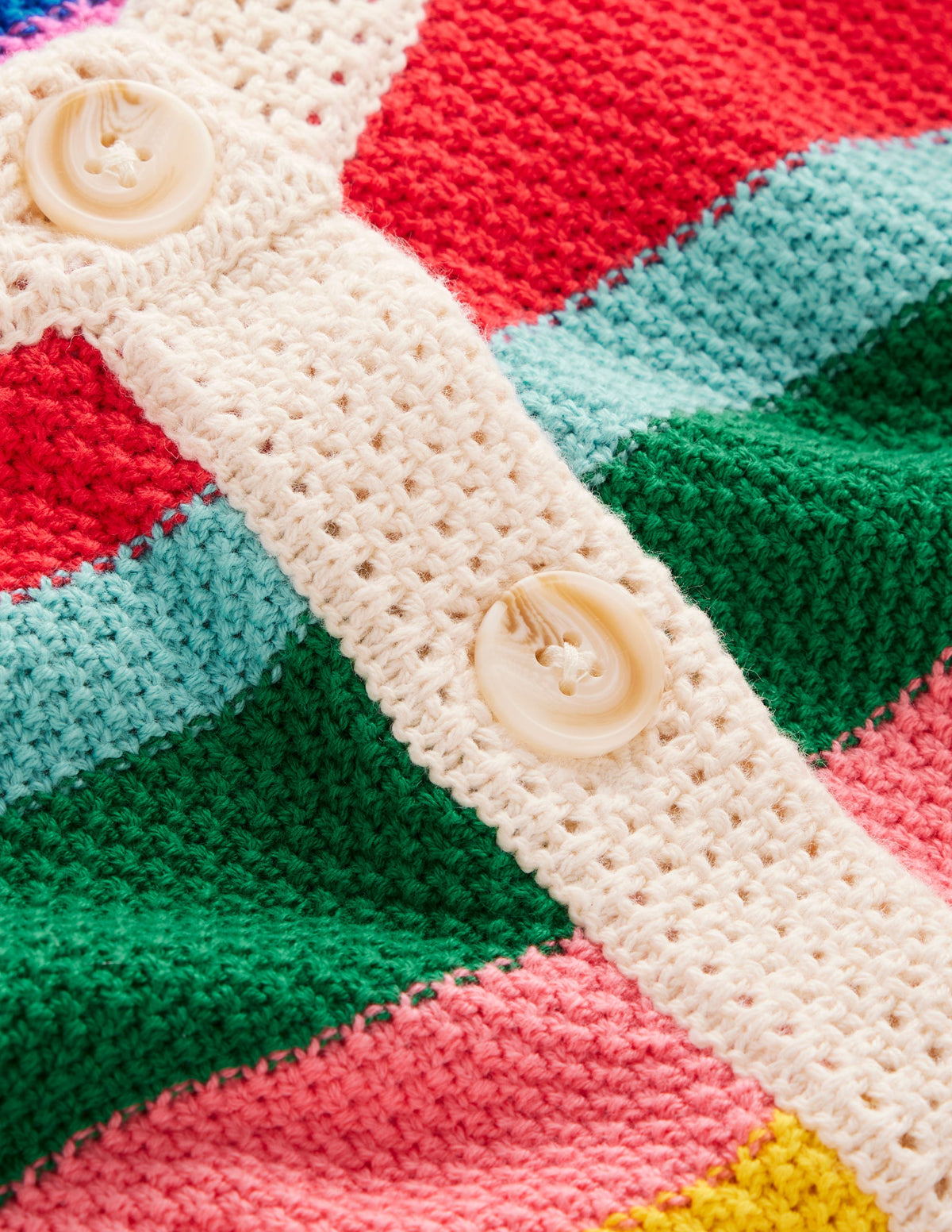 Callie Crochet Trim Cardigan-Bright Rainbow Stripe Large - Image 9