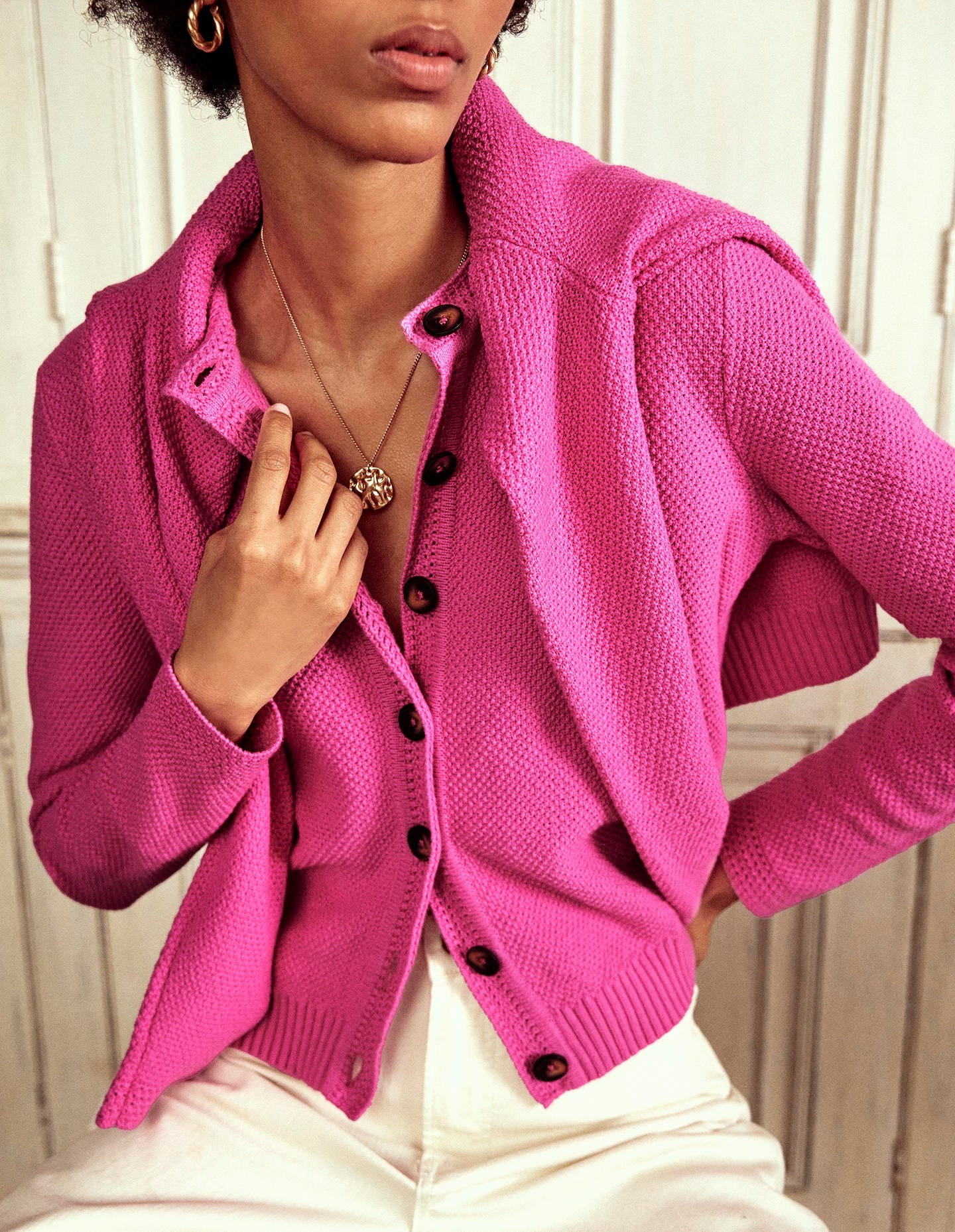 Callie Crochet Trim Cardigan-Tickled Pink - Image 6