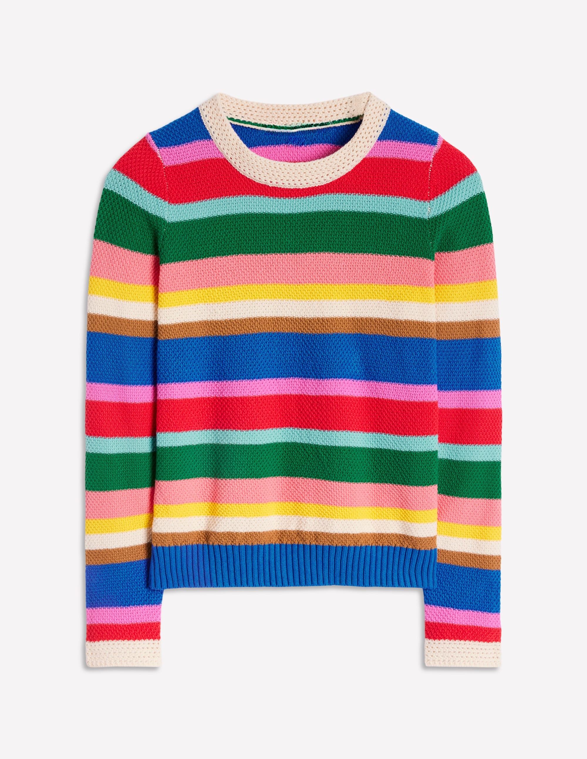 Callie Crochet Trim Sweater-Bright Rainbow Stripe Large - Image 7