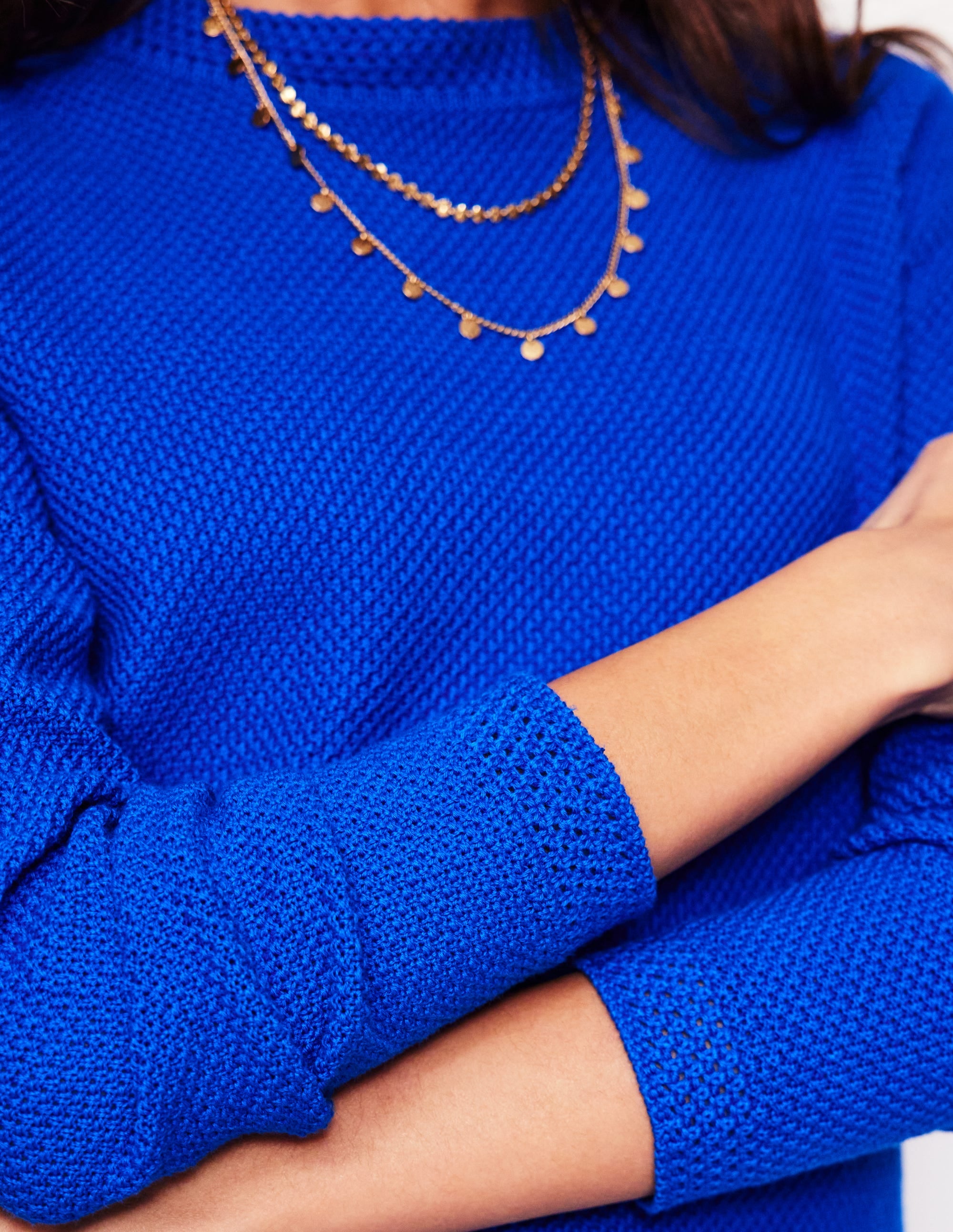 Callie Crochet Trim Sweater-Gallery Blue - Image 3