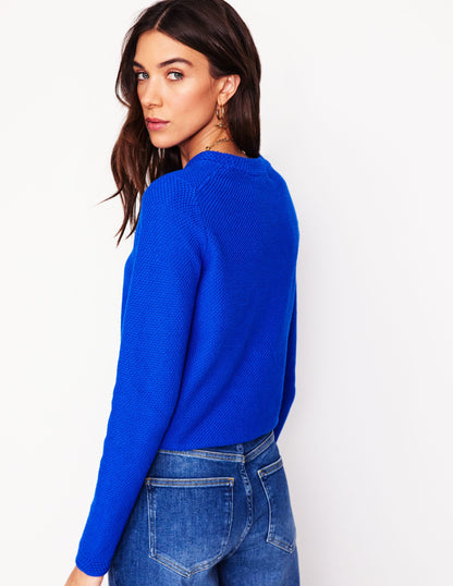 Callie Crochet Trim Sweater-Gallery Blue