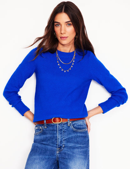 Callie Crochet Trim Sweater-Gallery Blue