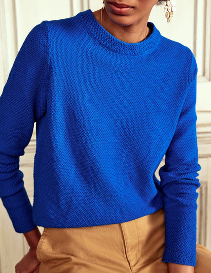 Callie Crochet Trim Sweater-Gallery Blue