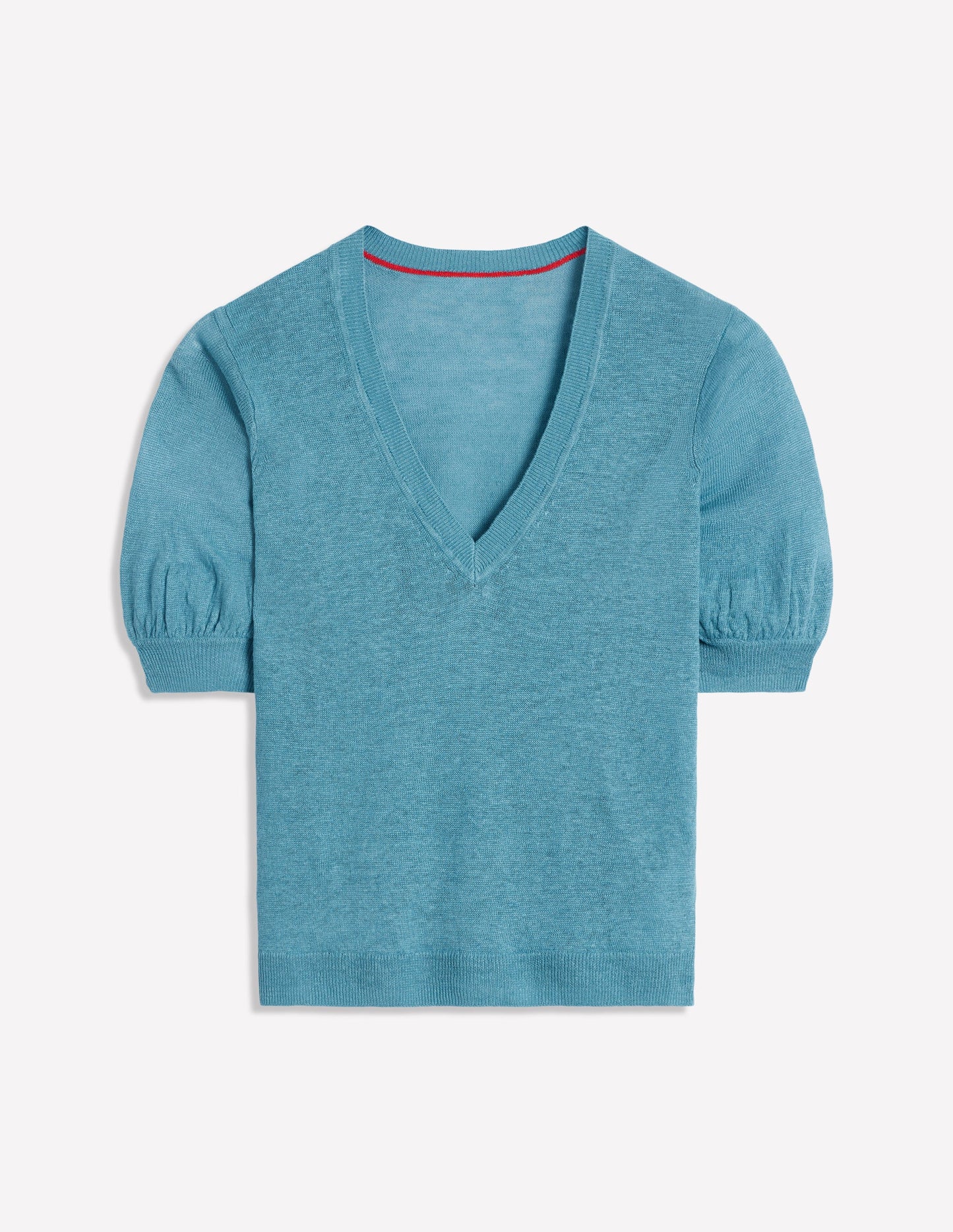 Liv V-Neck Linen T-Shirt-Duck Egg Blue