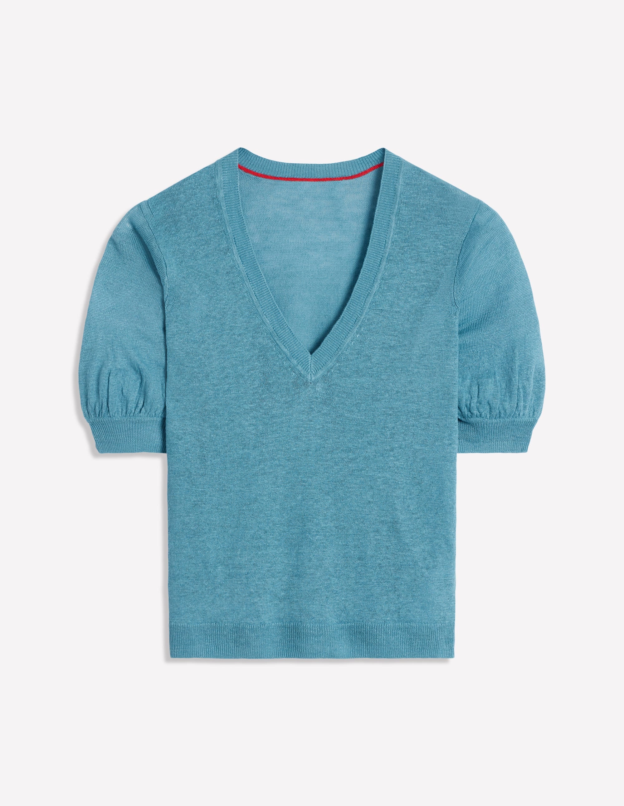 Liv V-Neck Linen T-Shirt-Duck Egg Blue - Image 7