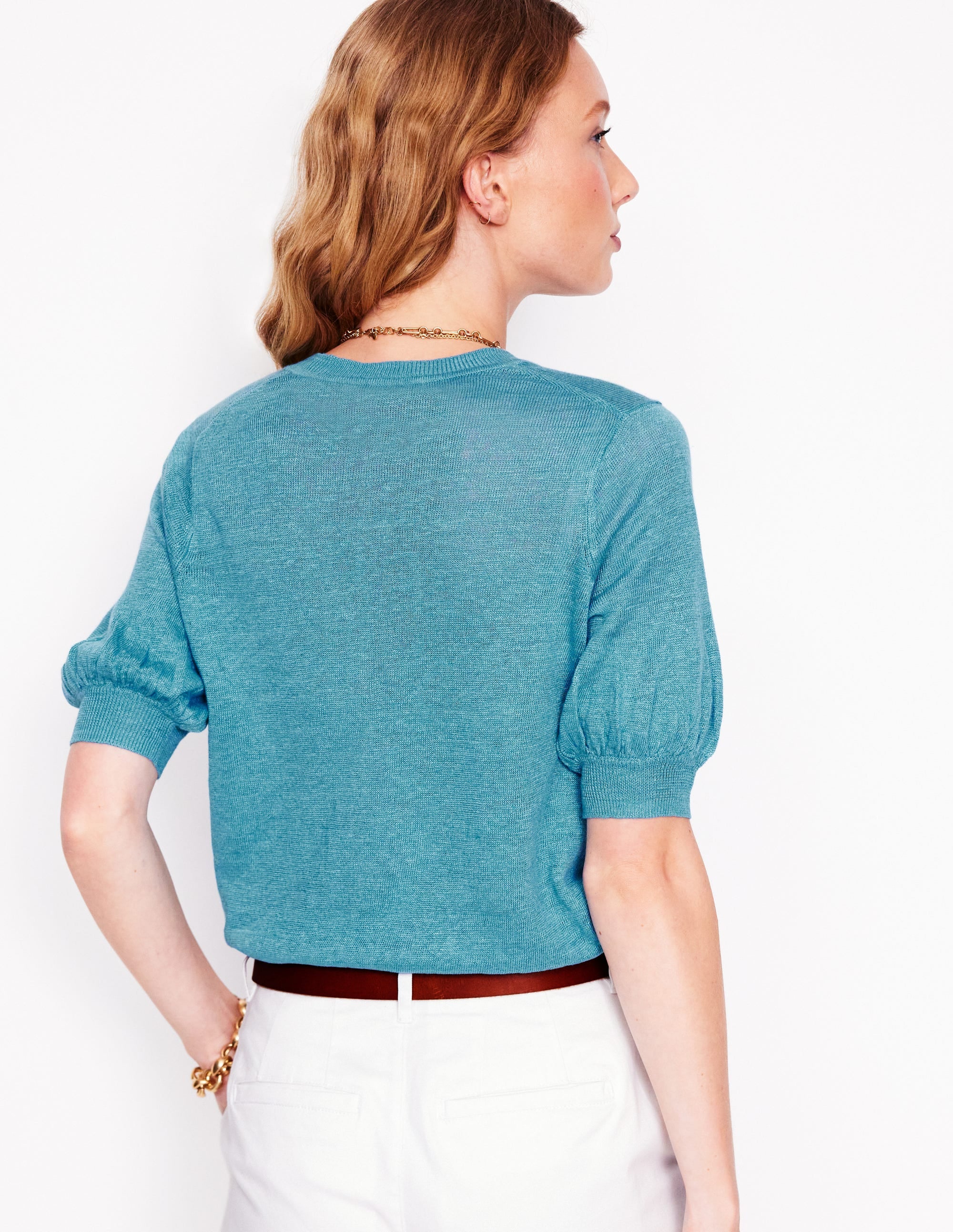 Liv V-Neck Linen T-Shirt-Duck Egg Blue - Image 4