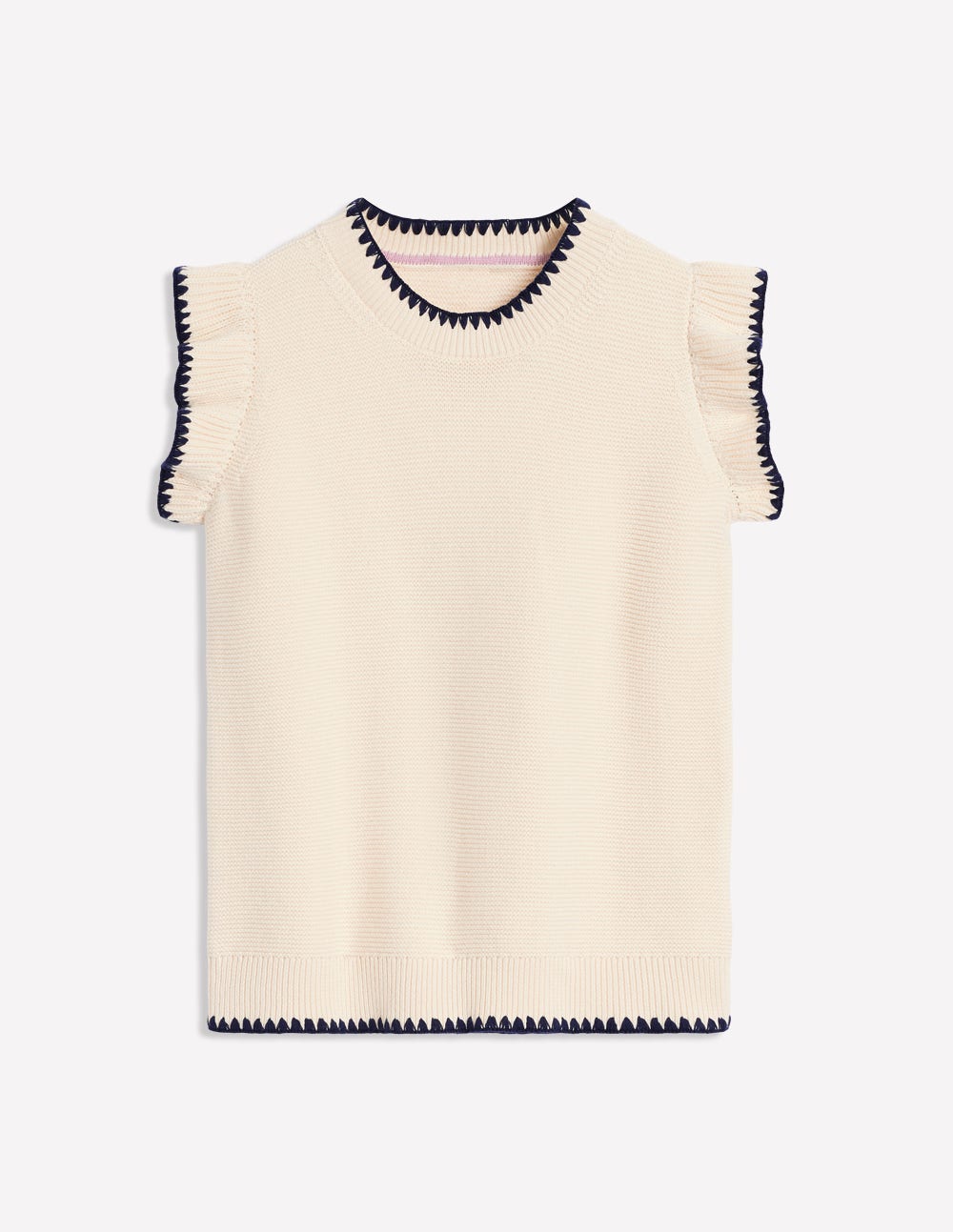 Lena Stitch Detail Vest-Warm Ivory