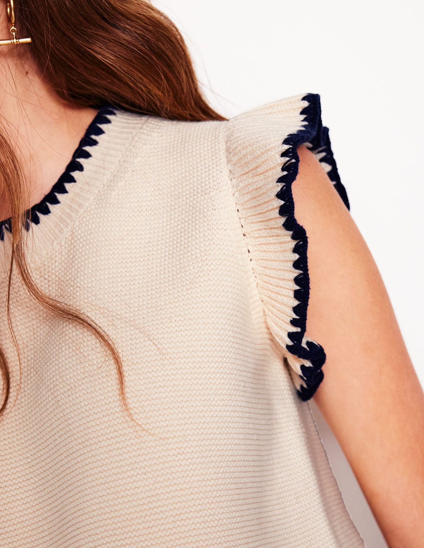 Lena Stitch Detail Vest-Warm Ivory