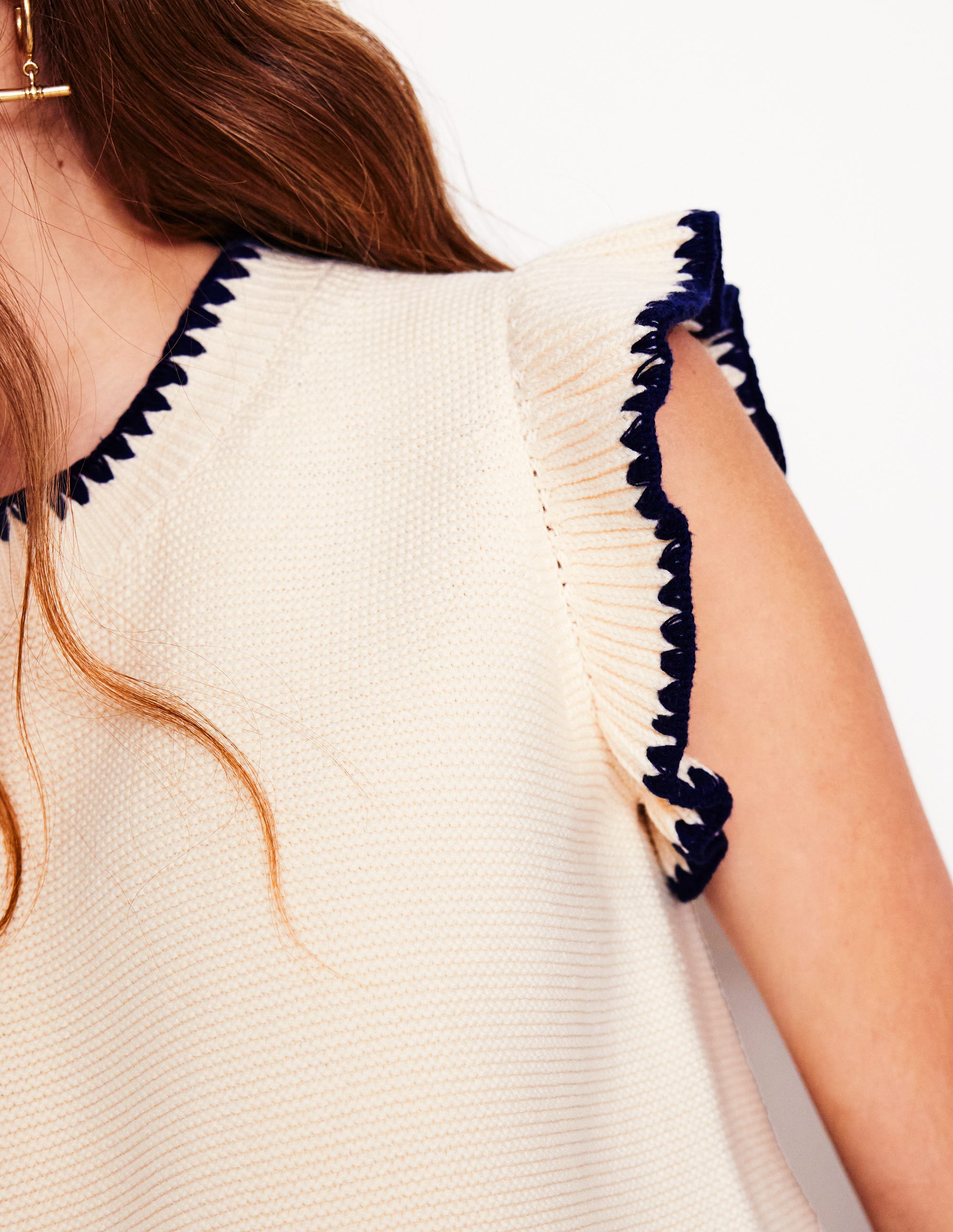 Lena Stitch Detail Vest-Warm Ivory - Image 2