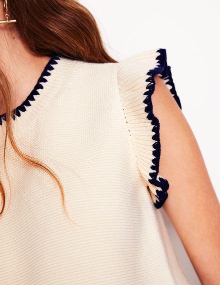 Lena Stitch Detail Vest-Warm Ivory