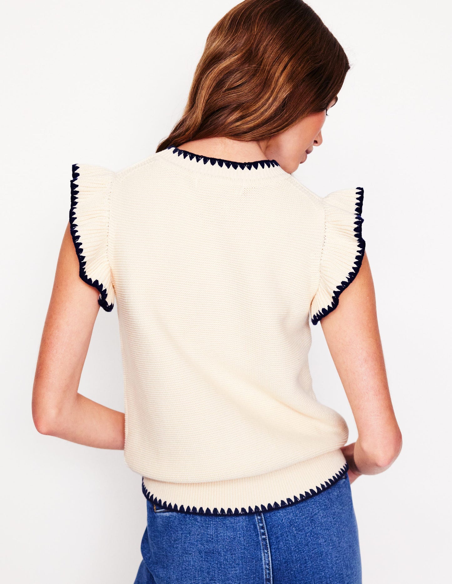 Lena Stitch Detail Vest-Warm Ivory