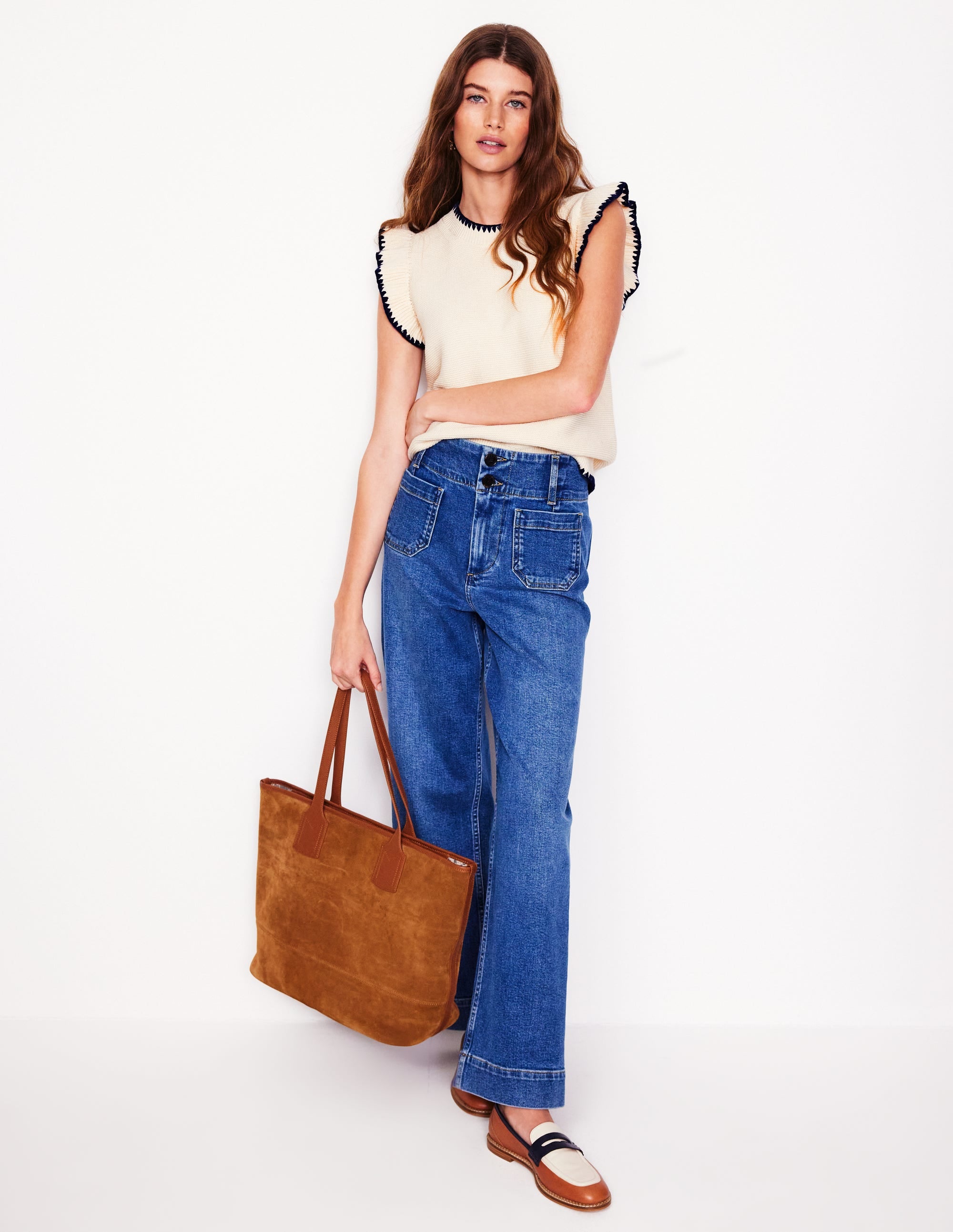 Lena Stitch Detail Vest-Warm Ivory | Boden USA