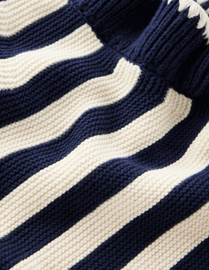 Lena Stitch Detail Vest-Navy and Ivory Stripe