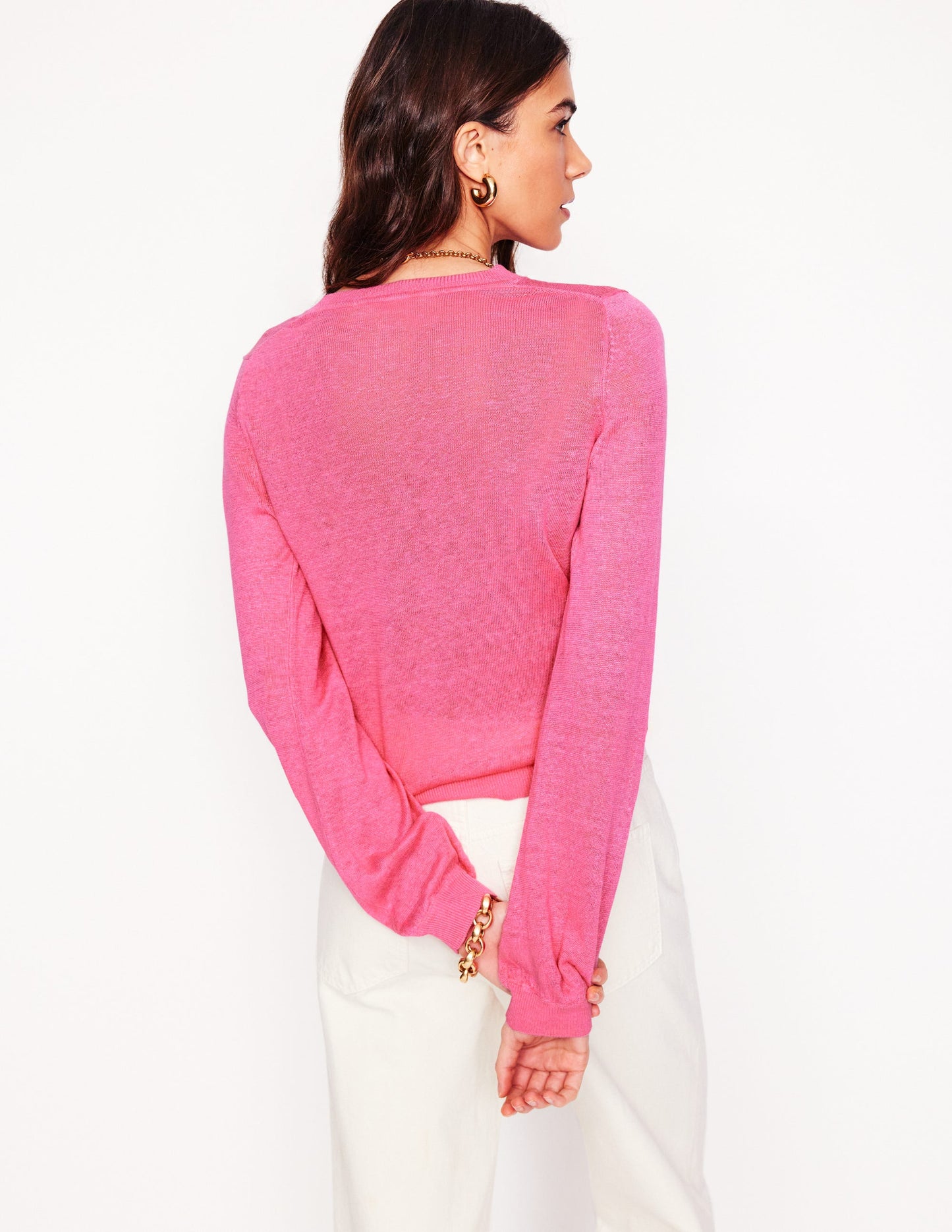 Liv Henley Linen Sweater-Pink Rose