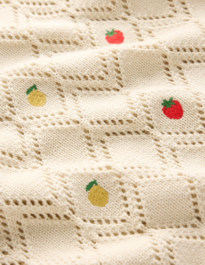 Enid Embroidered Sweater-Warm Ivory, Fruit