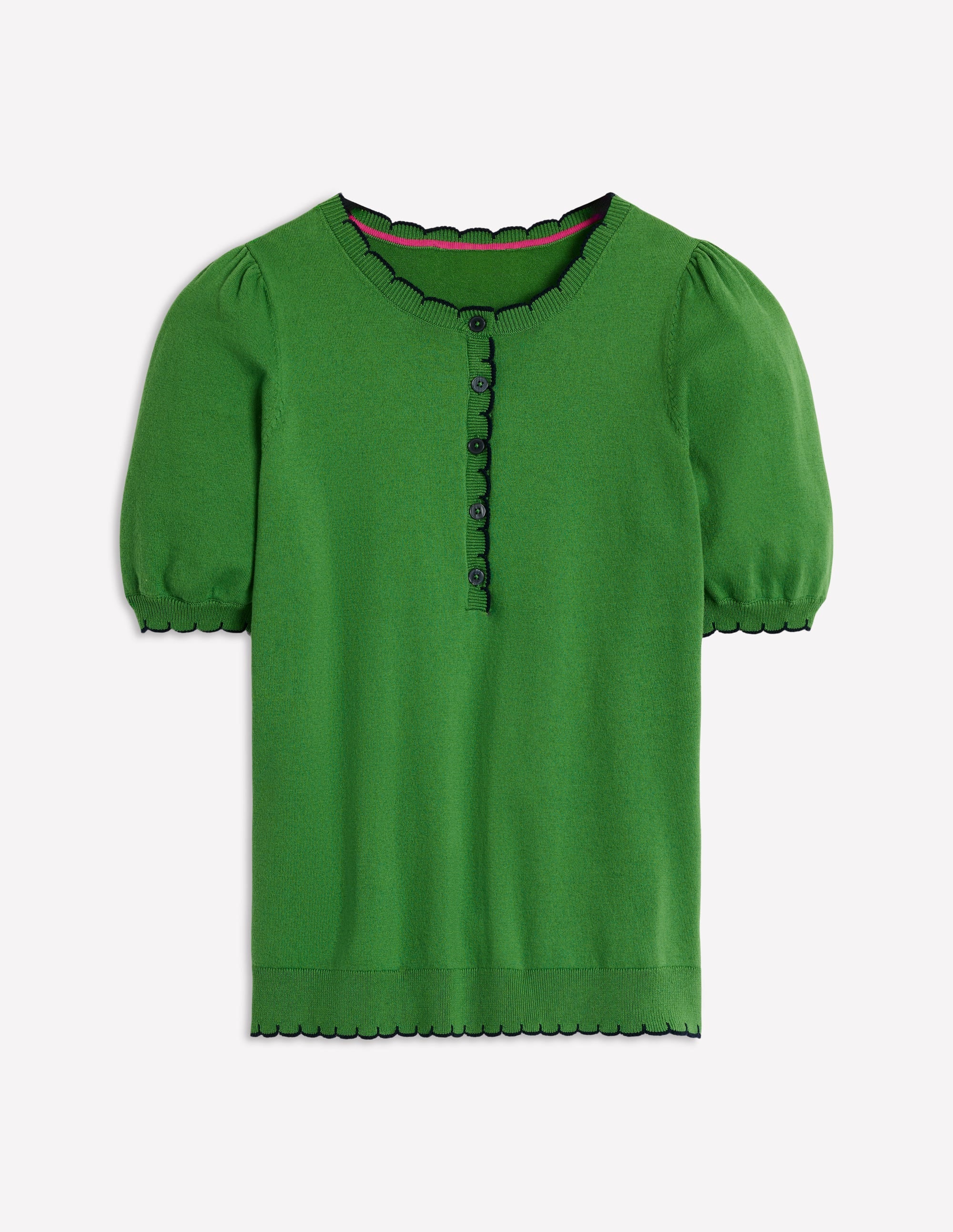 Pru Scallop Trim T-shirt-Paradise Green - Image 8