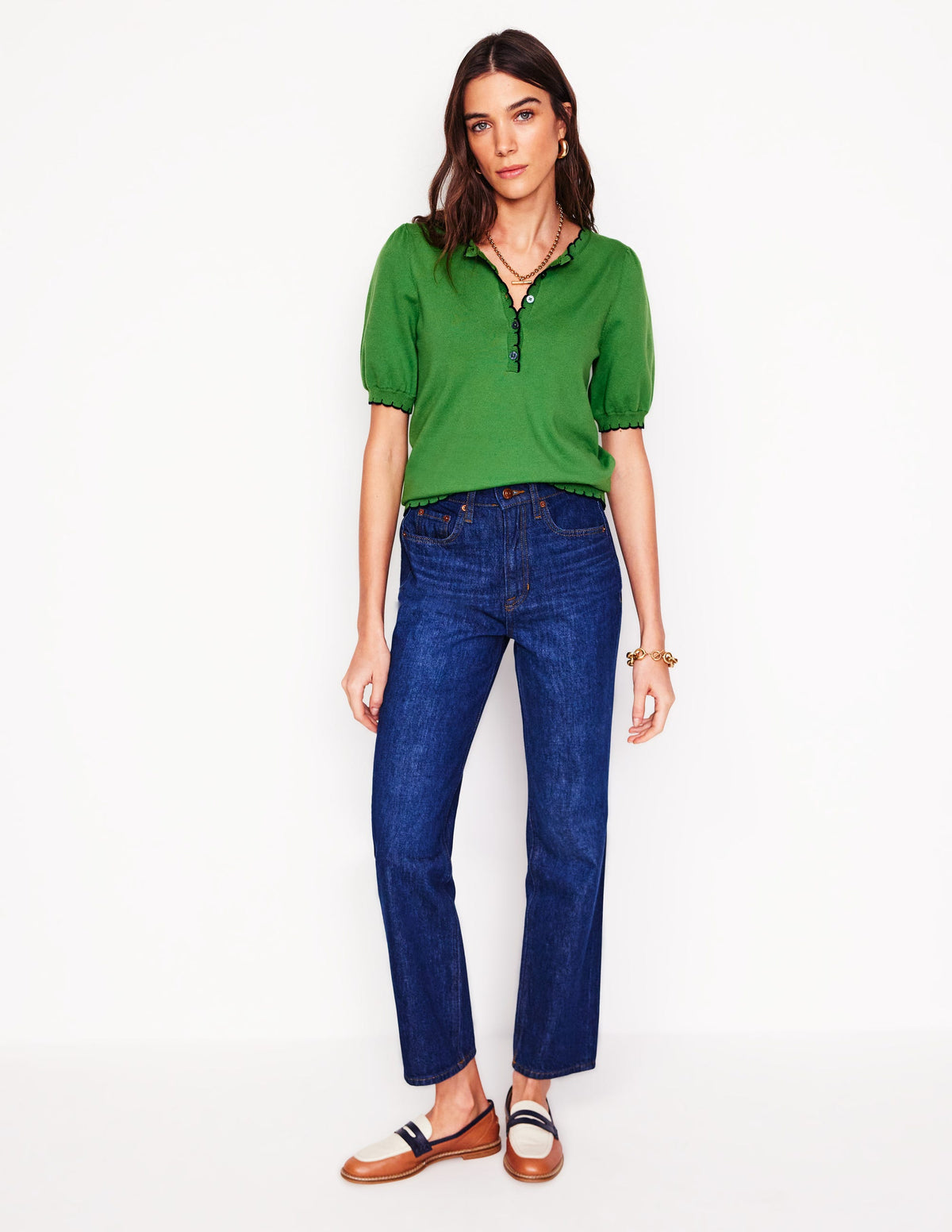 Pru Scallop Trim T-shirt-Paradise Green - Image 6