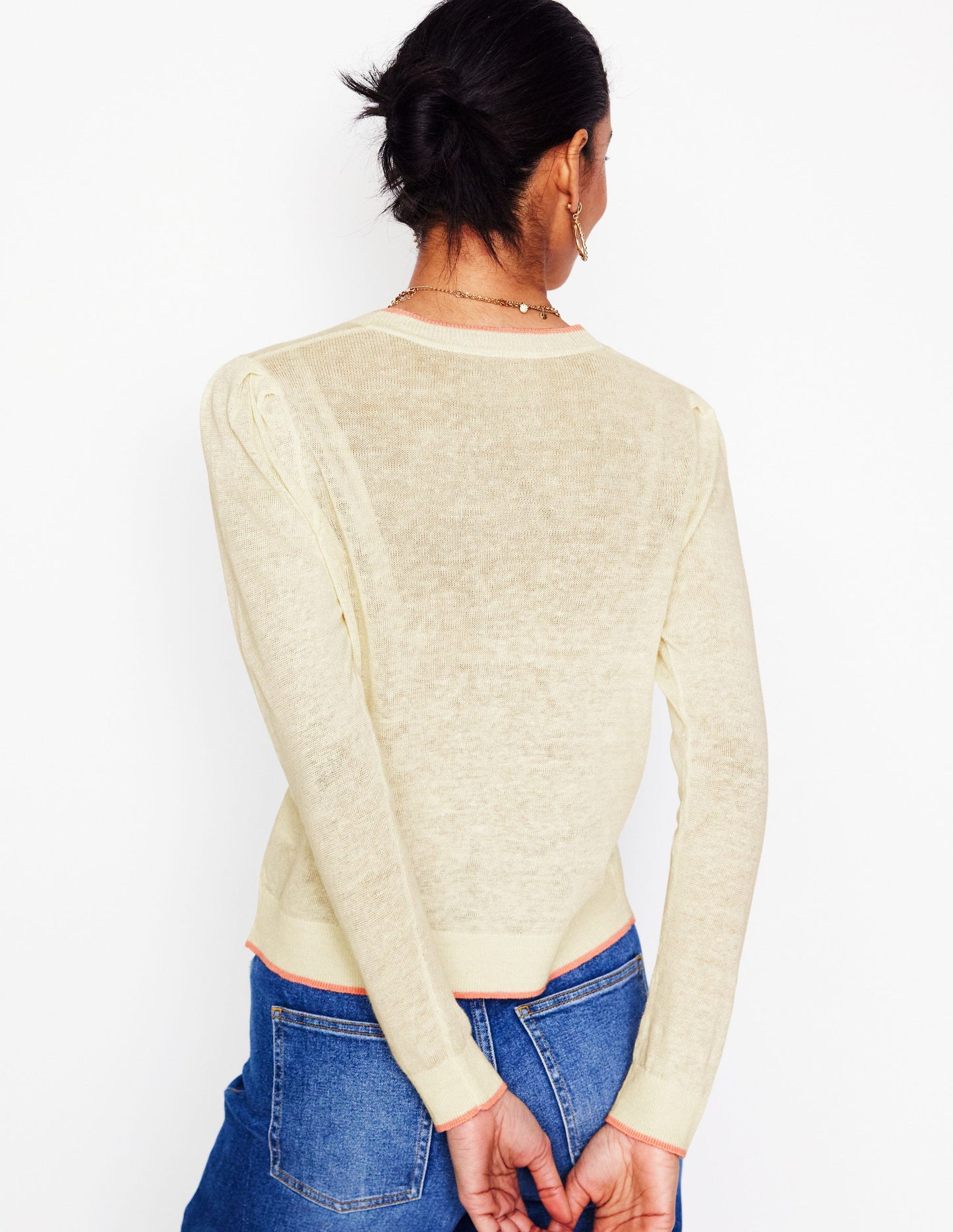 Liv V-Neck Linen Cardigan-Warm Ivory