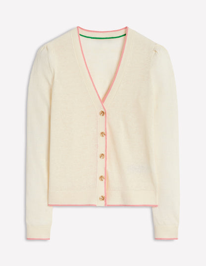 Liv V-Neck Linen Cardigan-Warm Ivory