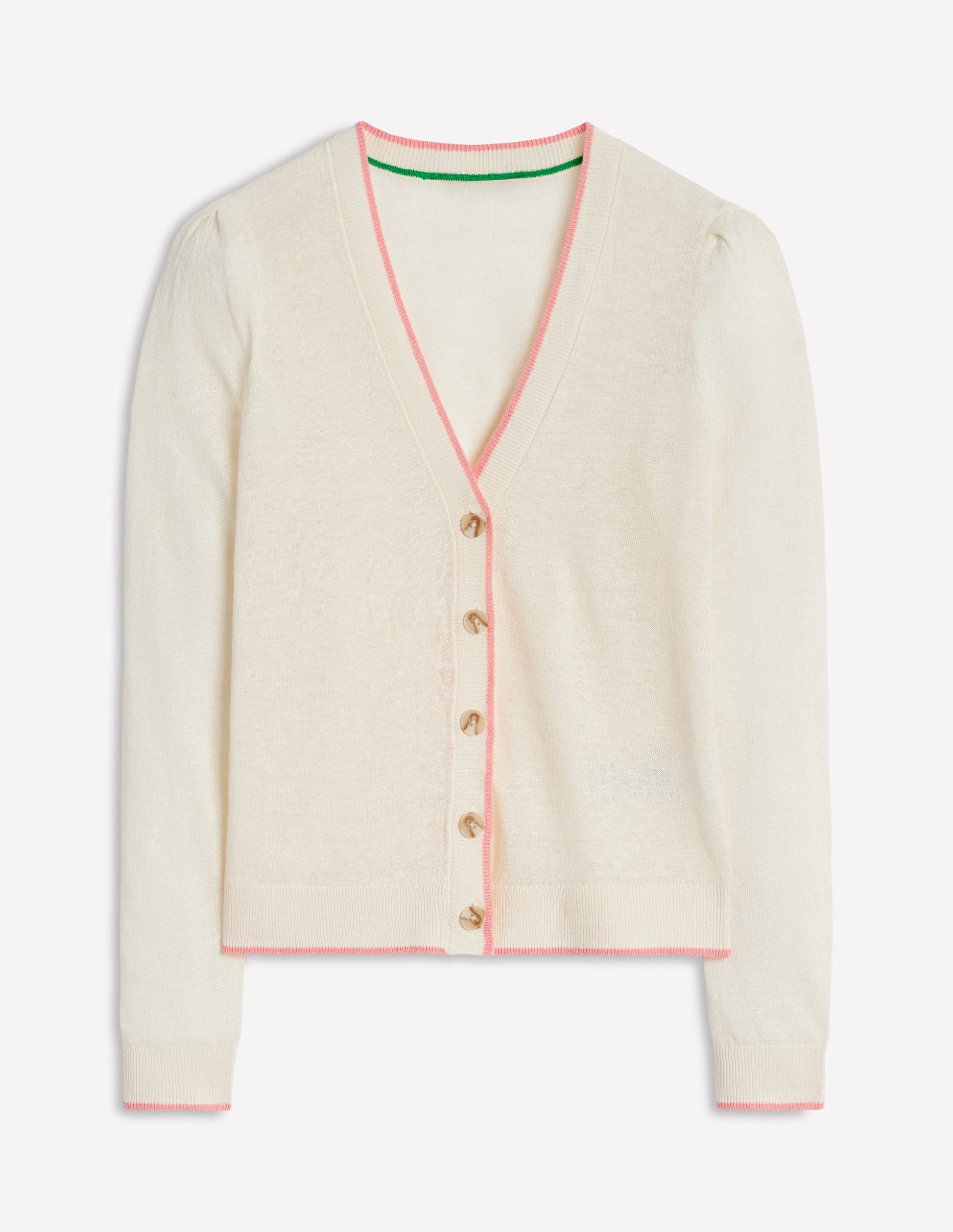 Liv V-Neck Linen Cardigan-Warm Ivory-5