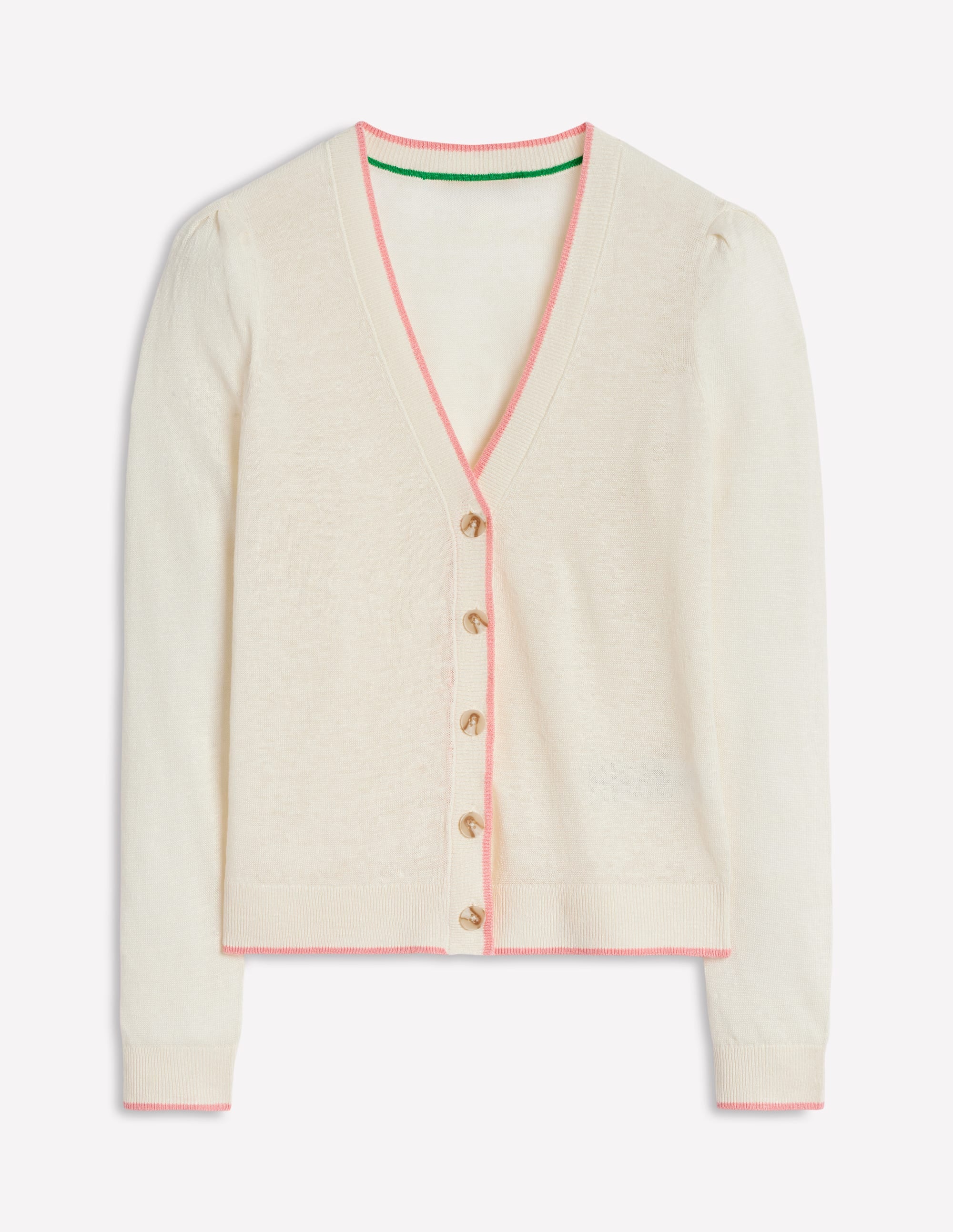Liv V-Neck Linen Cardigan-Warm Ivory - Image 5