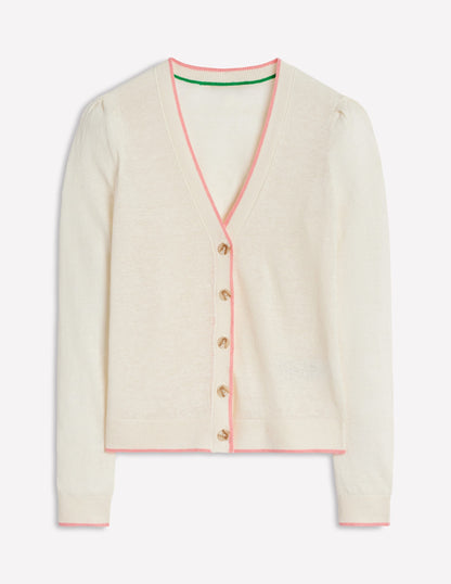Liv V-Neck Linen Cardigan-Warm Ivory-5