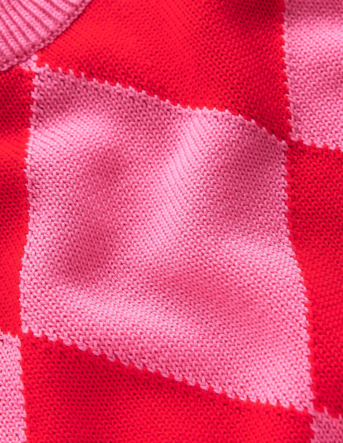 Cotton Argyle Vest-Pink Rose and Poppy Red Argyle - Image 7