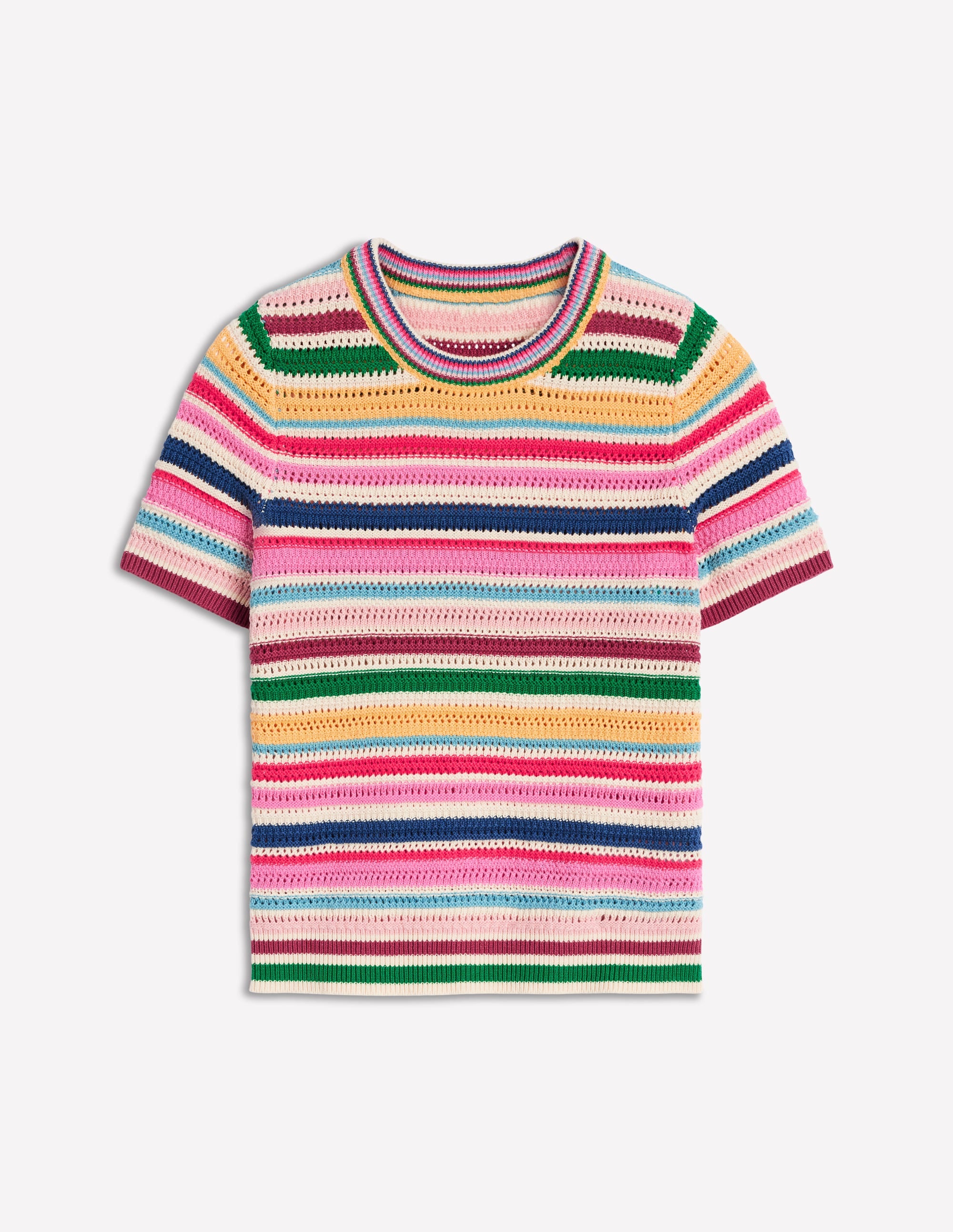 Textured Stitch T-Shirt-Pink Rose, Terracotta Rainbow - Image 5