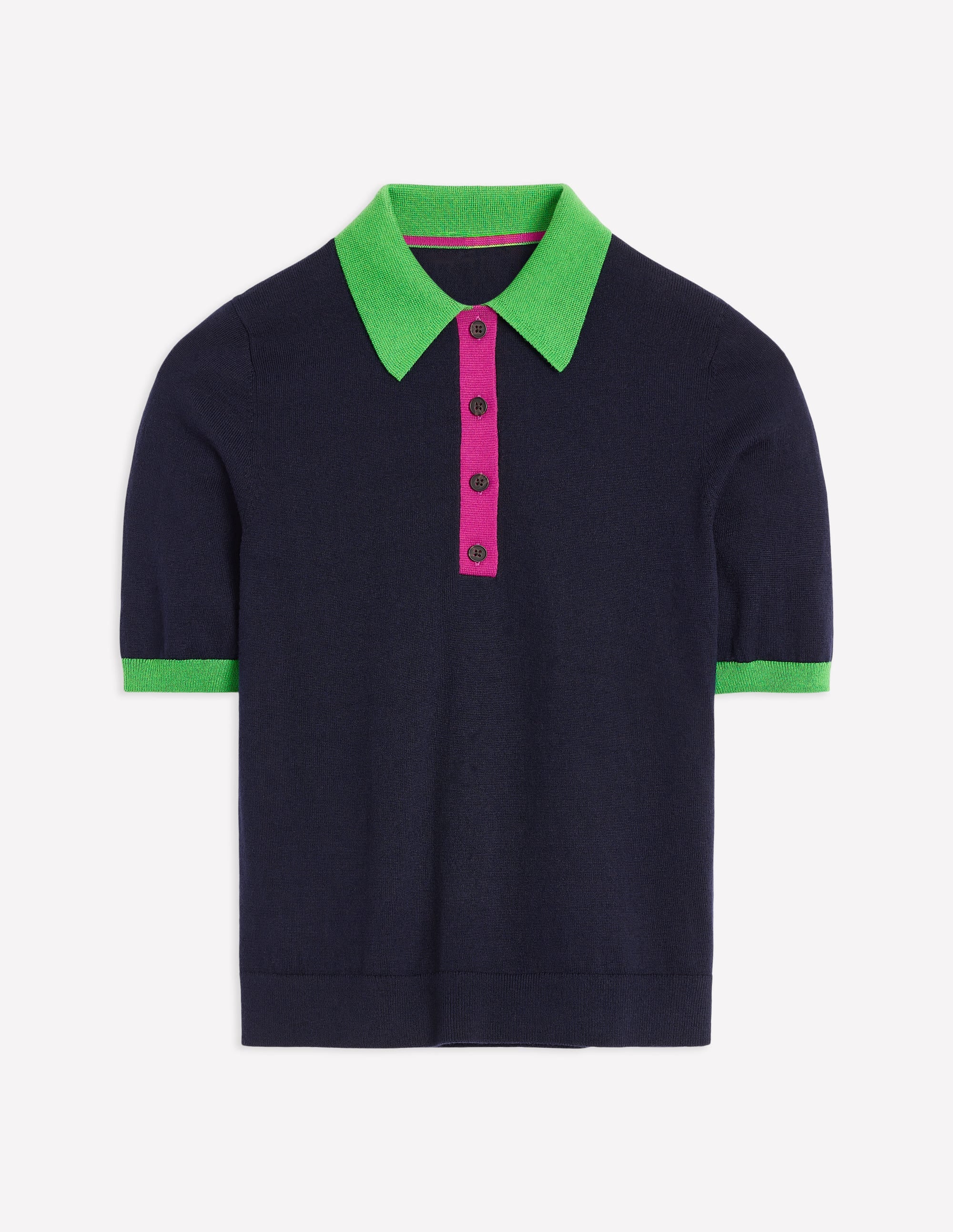 Estelle Henley Knitted T-Shirt-Navy - Image 7