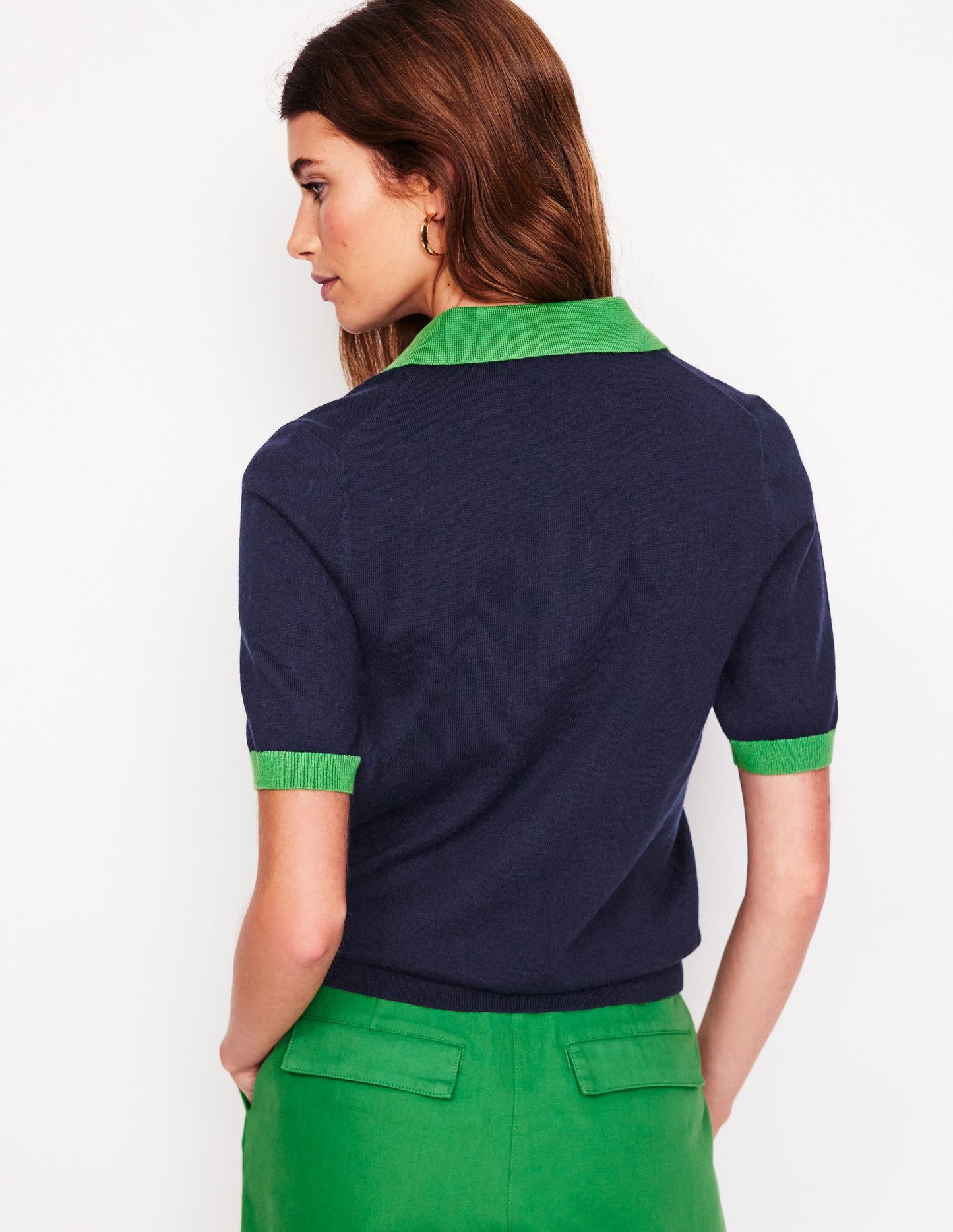 Estelle Henley Knitted T-Shirt-Navy