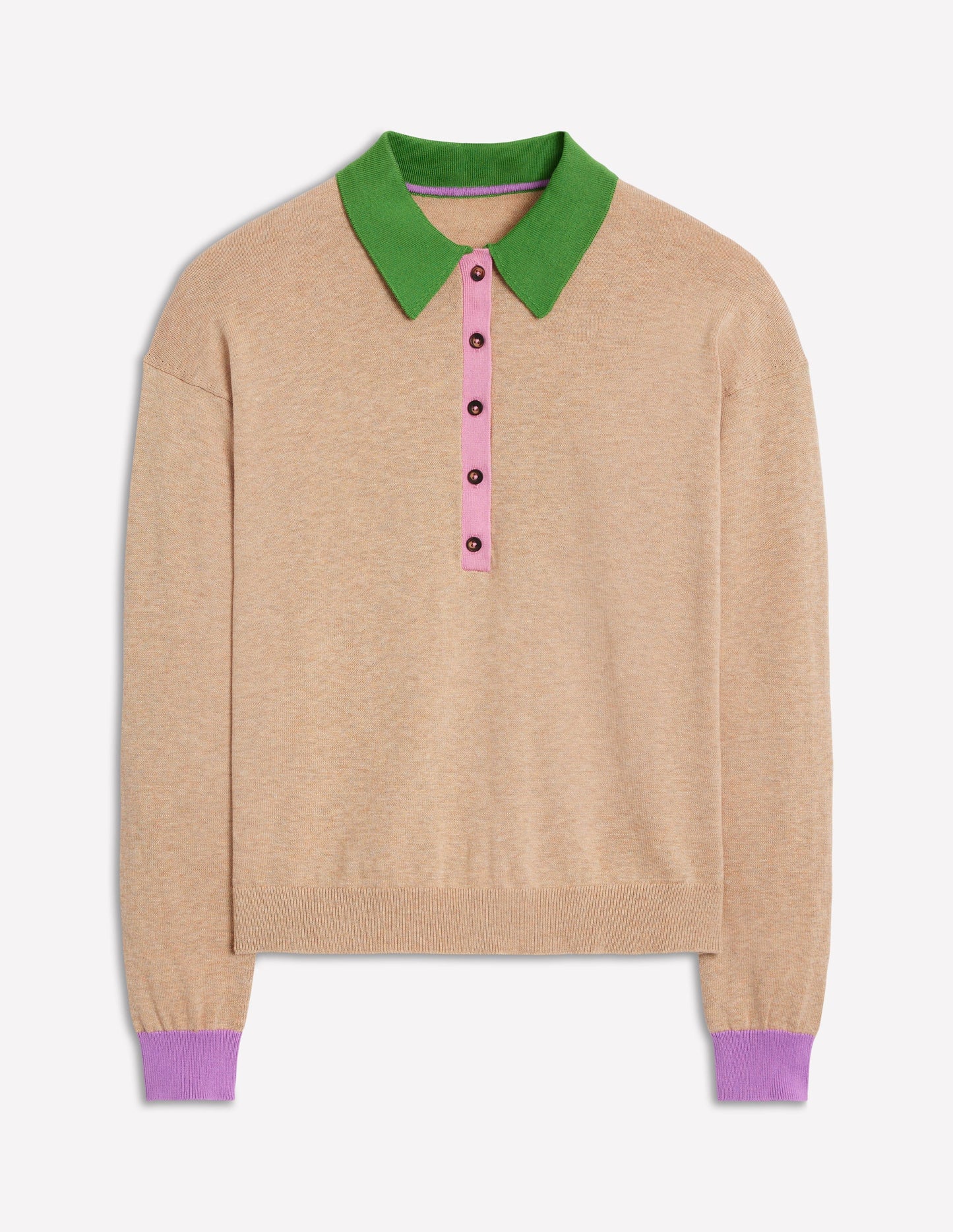 Lara Cotton Henley Jumper-Chinchilla Melange