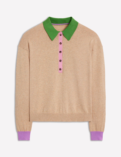 Lara Cotton Henley Jumper-Chinchilla Melange-5