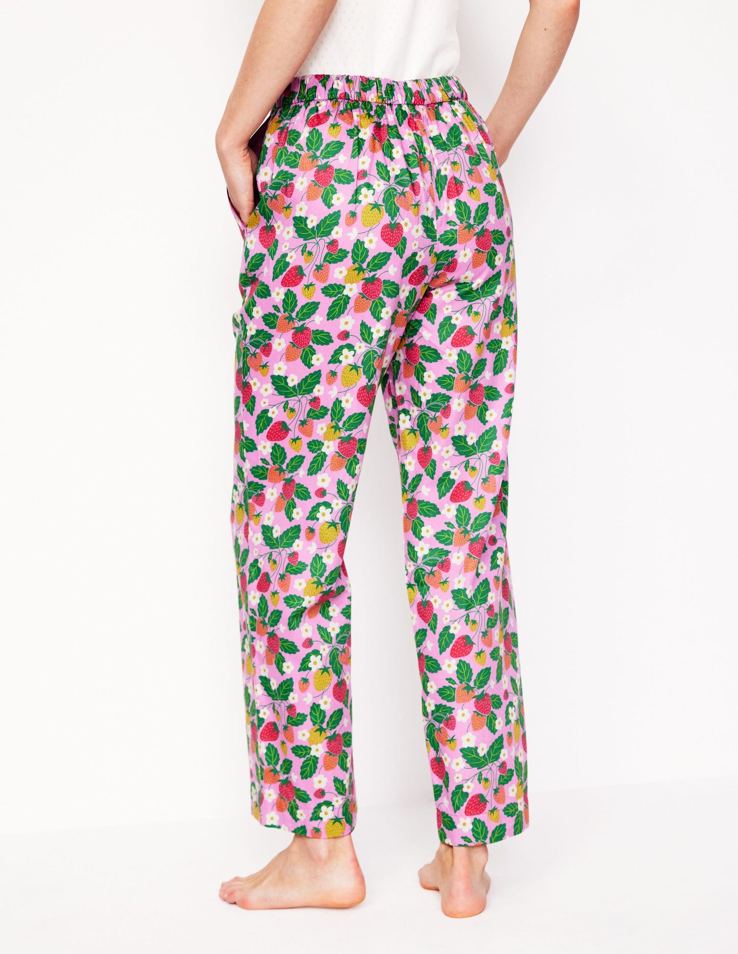 Cotton Sateen Pajama Trousers-MeadowsweetPink Fruit Paradise