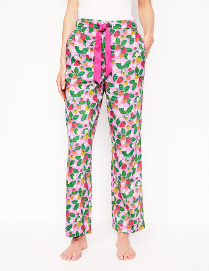 Cotton Sateen Pajama Trousers-MeadowsweetPink Fruit Paradise