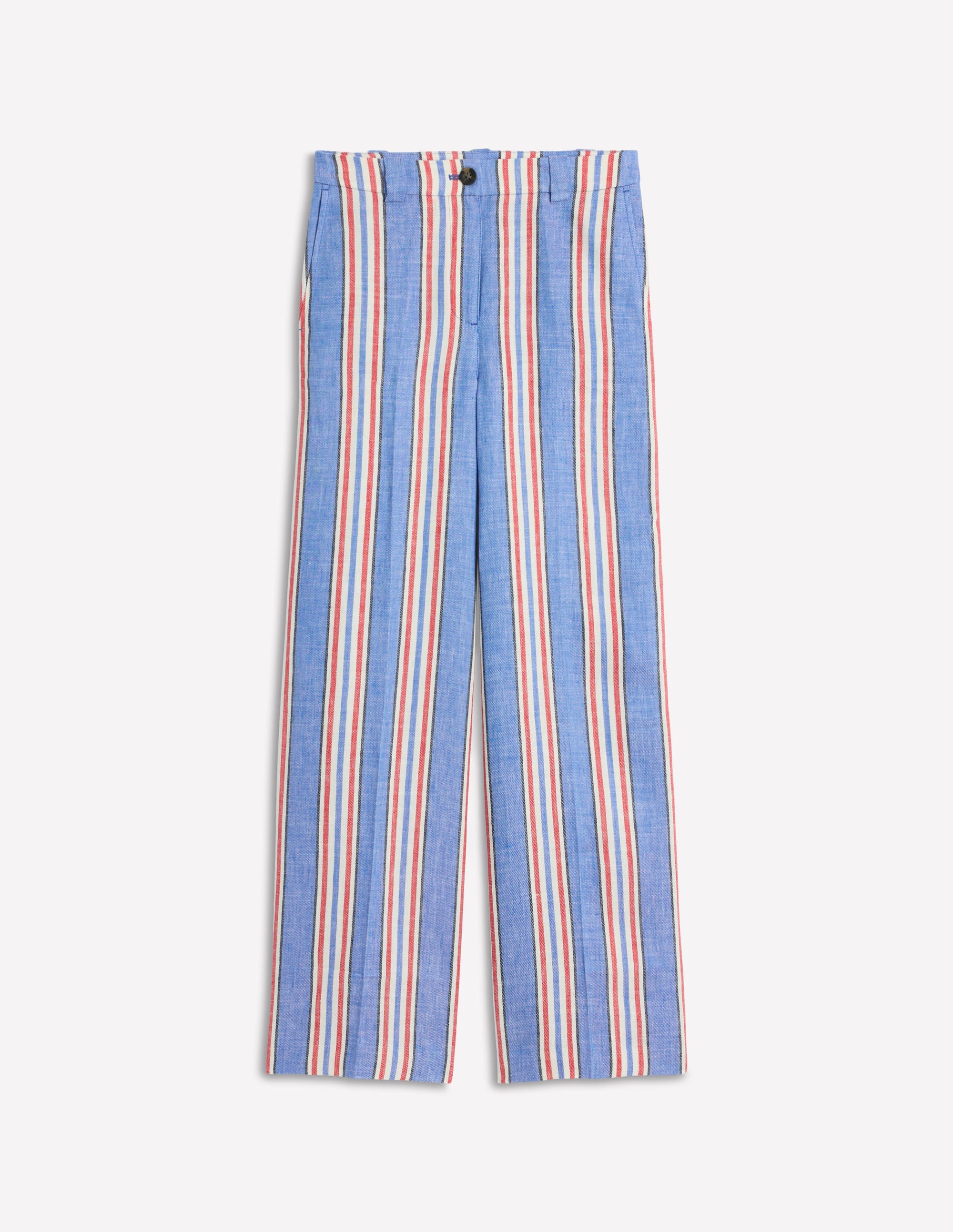 Westbourne Linen Pants-Peacock Blue, Red Stripe - Image 6