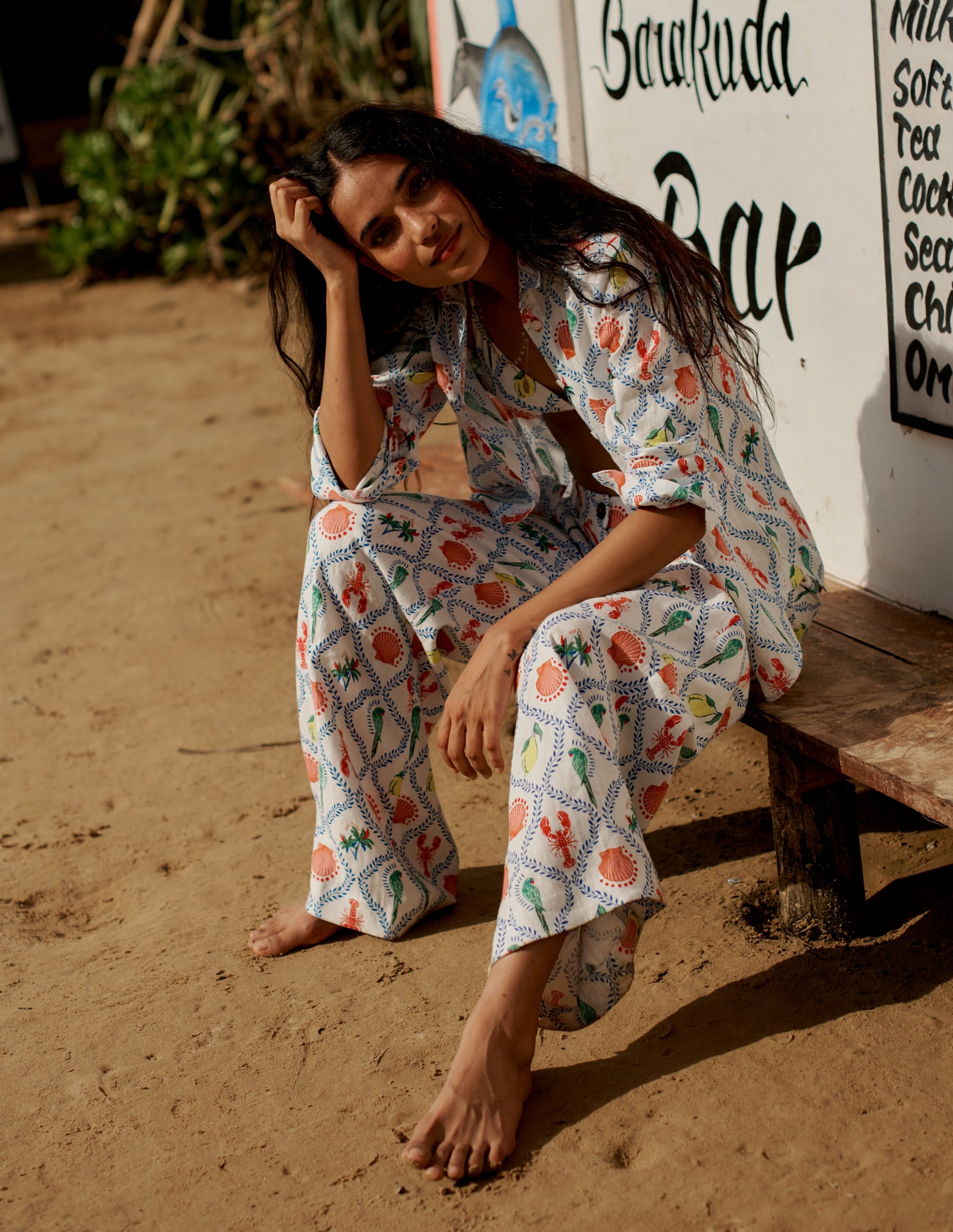 Westbourne Linen Pants-Ivory, Tropical Bonanza Vine - Image 6