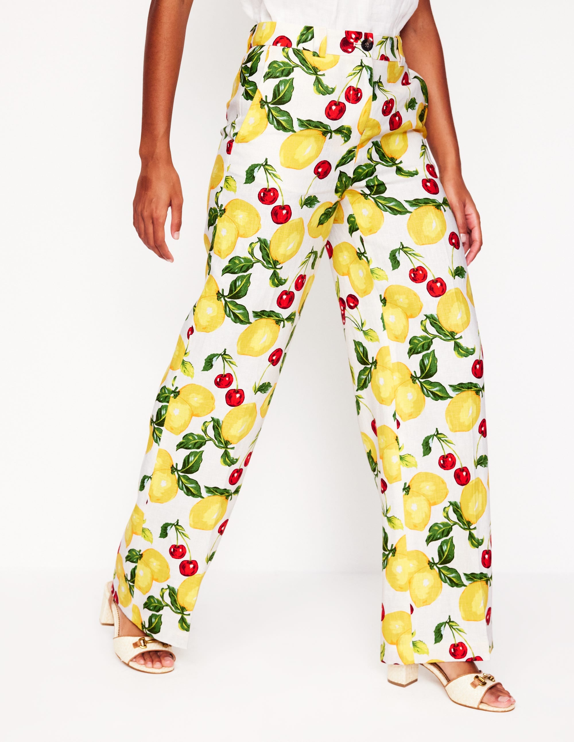 Westbourne Linen Pants-Ivory, Cherries and Lemons - Image 4