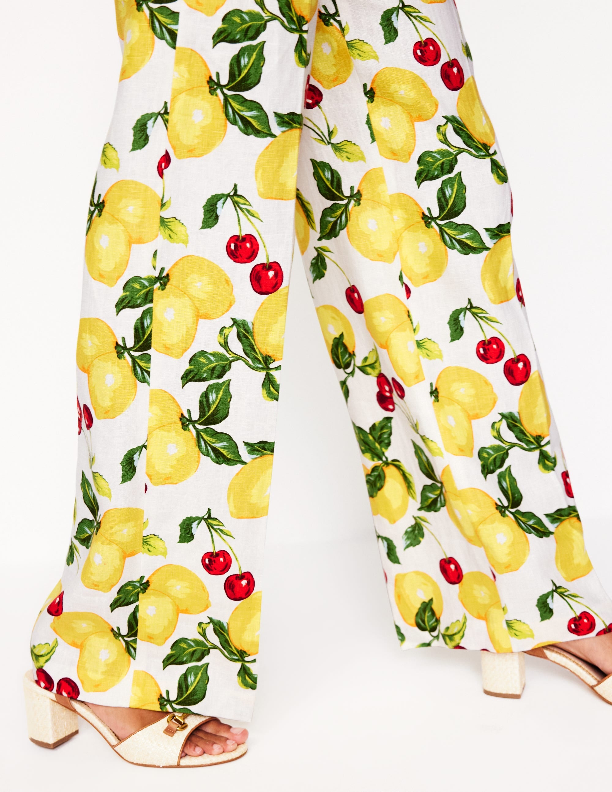 Westbourne Linen Pants-Ivory, Cherries and Lemons - Image 6