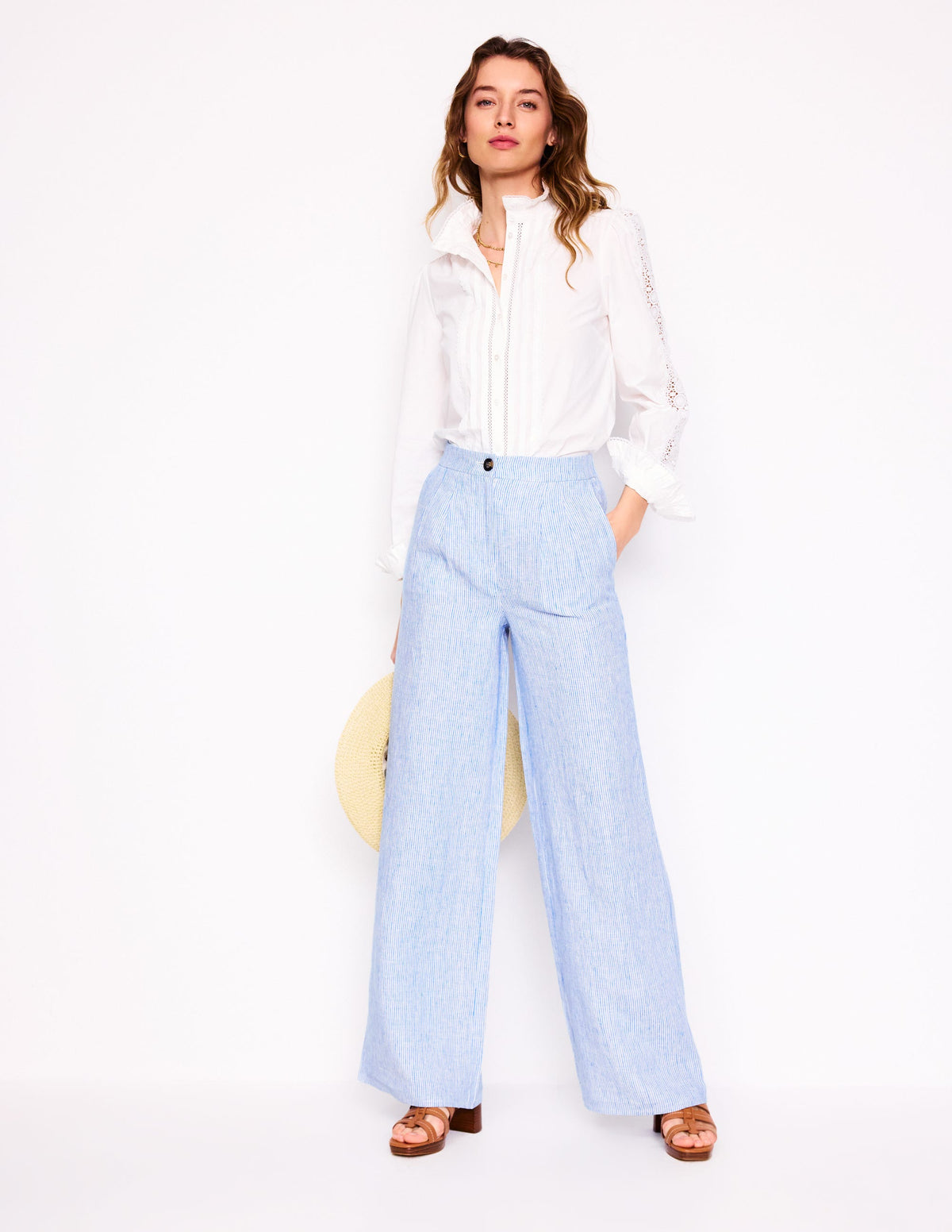 Dulwich Linen Pants-Kingfisher Blue Fine Stripe - Image 7