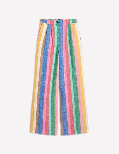 Dulwich Linen Pants-Bright Rainbow Stripe