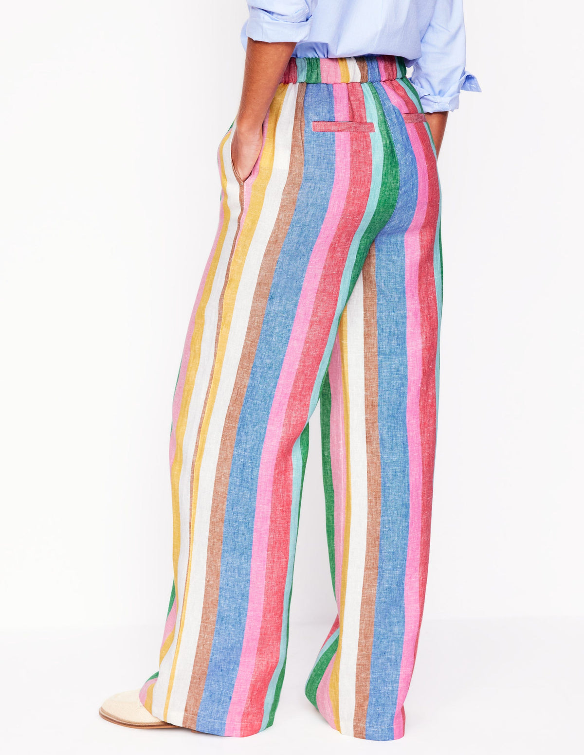 Dulwich Linen Pants-Bright Rainbow Stripe - Image 4
