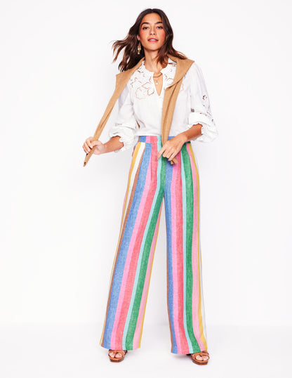 Dulwich Linen Pants-Bright Rainbow Stripe