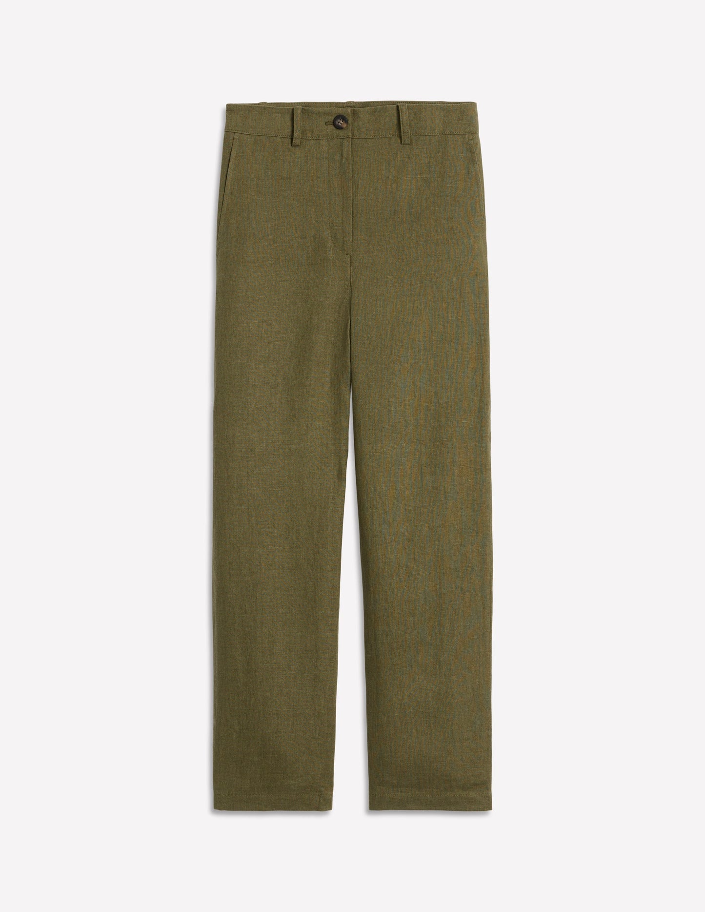 Westbourne Crop Linen Pants-Woodland Green