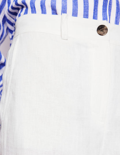 Westbourne Crop Linen Pants-White-2