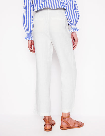 Westbourne Crop Linen Pants-White-3