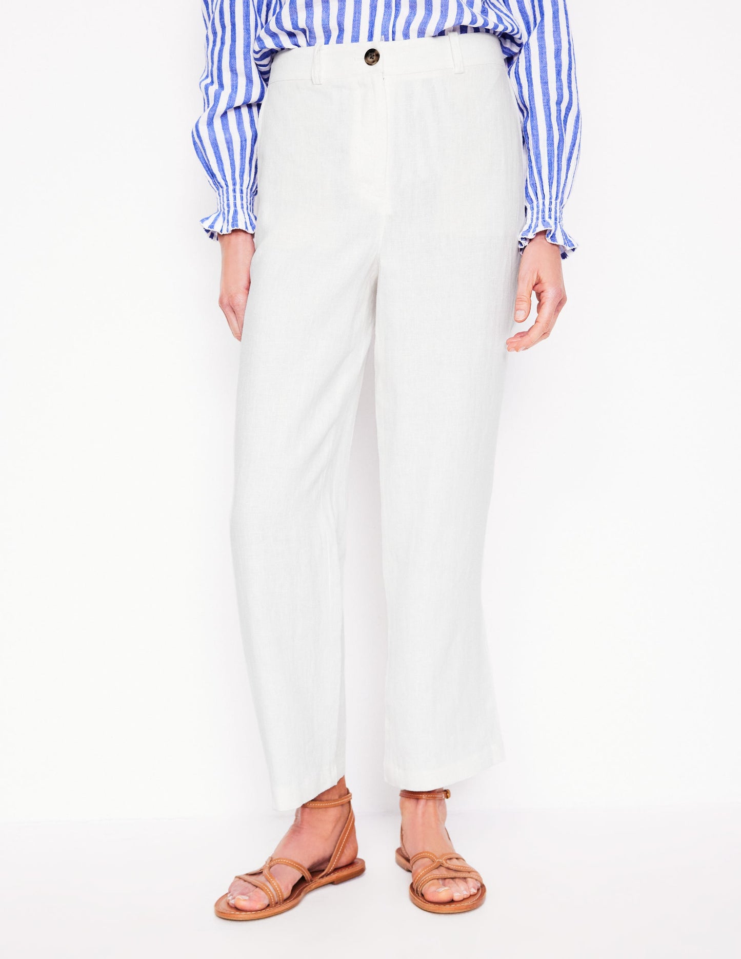 Westbourne Crop Linen Pants-White