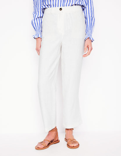 Westbourne Crop Linen Pants-White-4