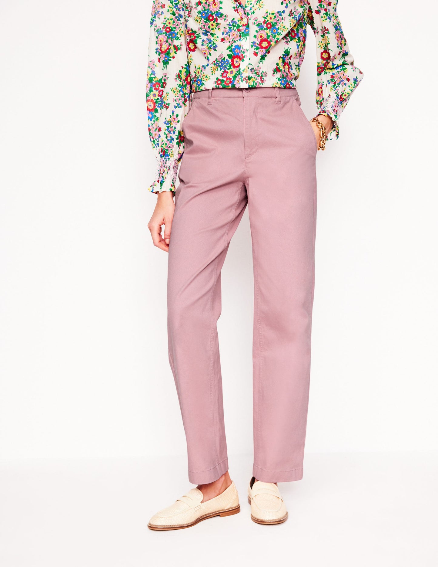 Barnsbury Tape Chino Pants-Almond Pink