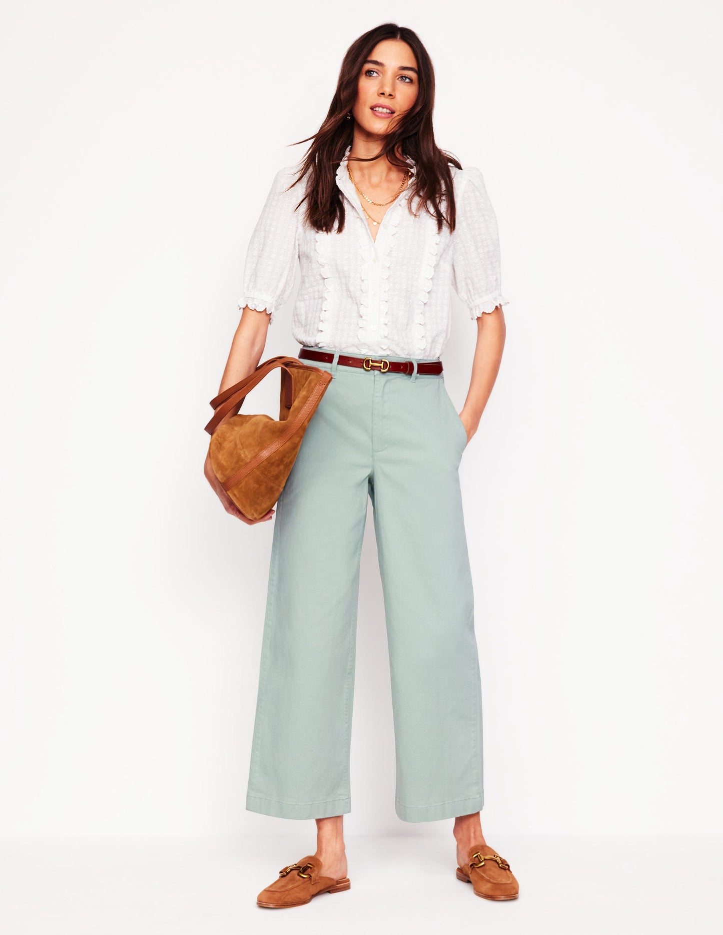 Barnsbury Crop Chino Pants-Soft Jade