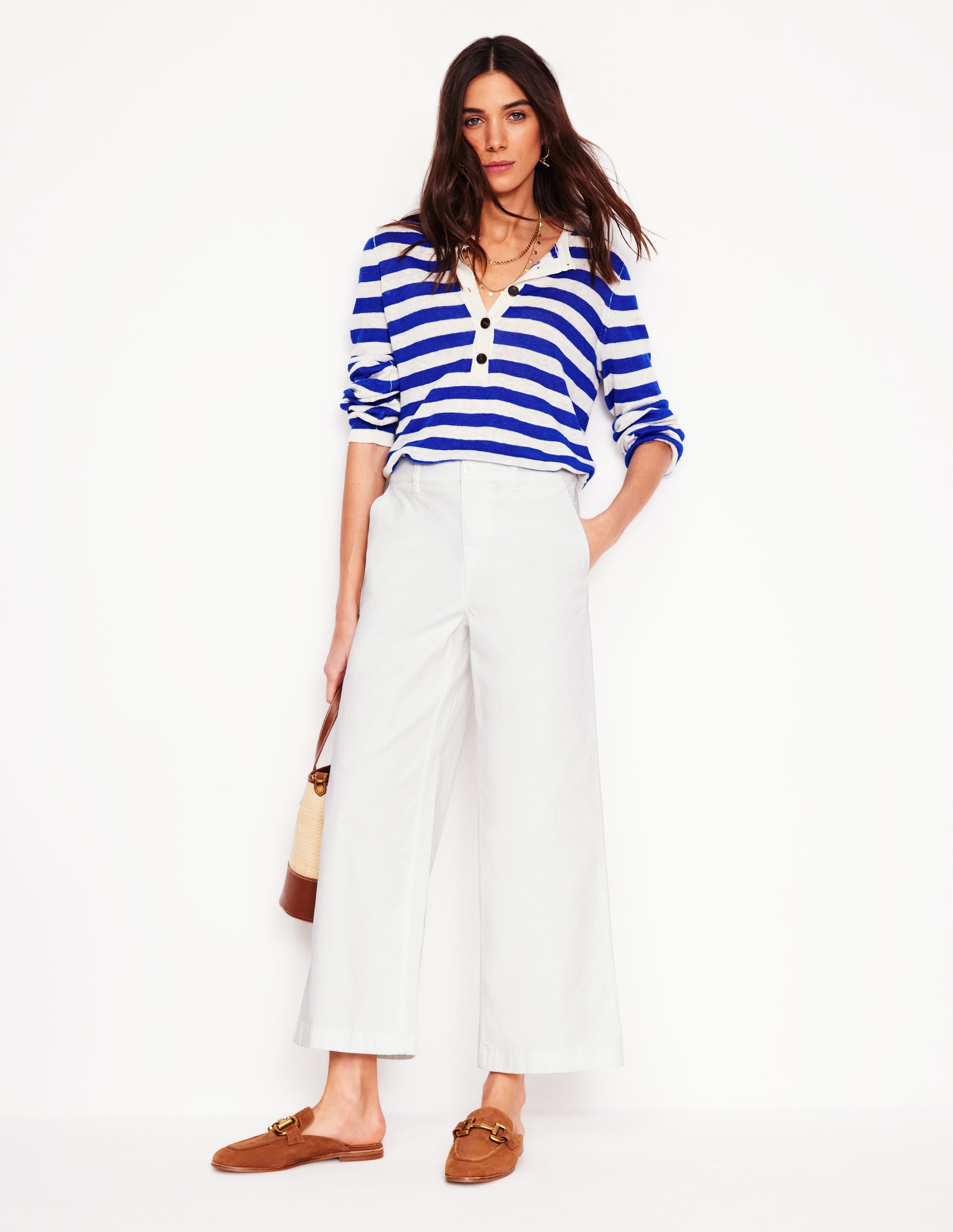 Barnsbury Crop Chino Pants-White - Image 1